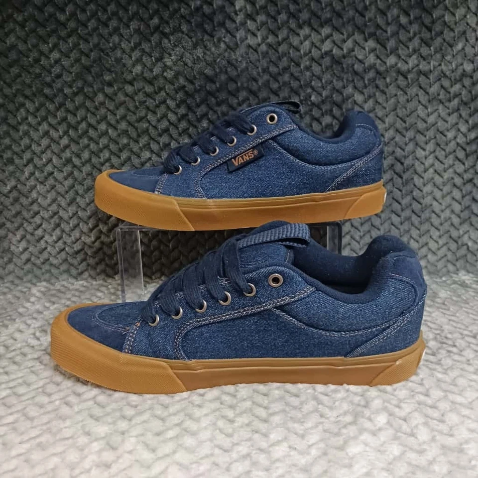 Vans Chukka Push Low Navy Blue Denim Brown Gum Sole Men's Skate Shoes Size 10 - Image 2 of 4