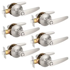 Privacy Door Lever Satin Nickel 6 Pack Keyless Modern Durable for Interior Doors