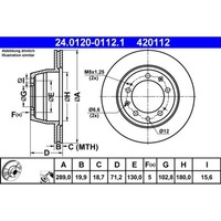 Bremsscheibe ATE 24.0120-0112.1 (2 Stk.) FüR Porsche 924