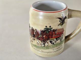 Vintage 1980 Ceramarte Budweiser Holiday Stein Mug Champion Clydesdales