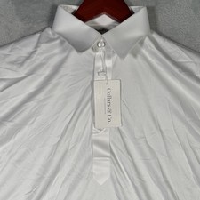Collars  Co Polo Shirt Mens Large White Dress Collar Polyester Golf Performance