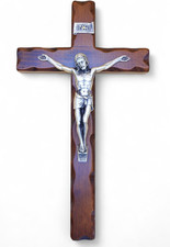 Crocifisso Da Parete - Artigianale Made in Italy Cristo E INRI Placcati Argento 