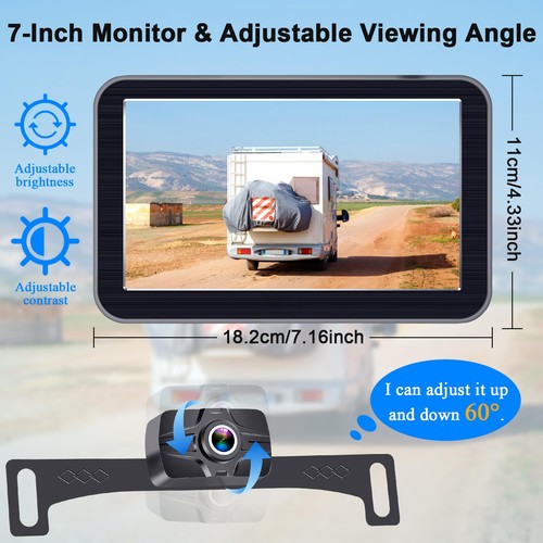 7-Inch Wireless Backup Camera for Truck - 2 Channel, DIY Grid Lines, HD 1080P... - Picture 4 of 8