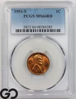 1953-S Lincoln Cent Wheat Red Penny, PCGS MS-66 RD ** Gorgeous!