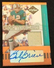 2004 Bob Griese Dual Signature & Patch 01/50 PRIME! Team Trademarks - Dolphins