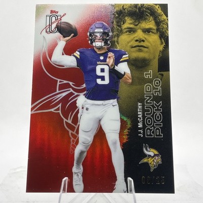 Topps Round 1 Pick 10 J.J. McCarthy Vikings #37 Serial Numbered /25