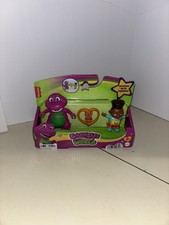 Fisher-Price Barney  s World Barney  David Figures Sharing With Pretzel New in B