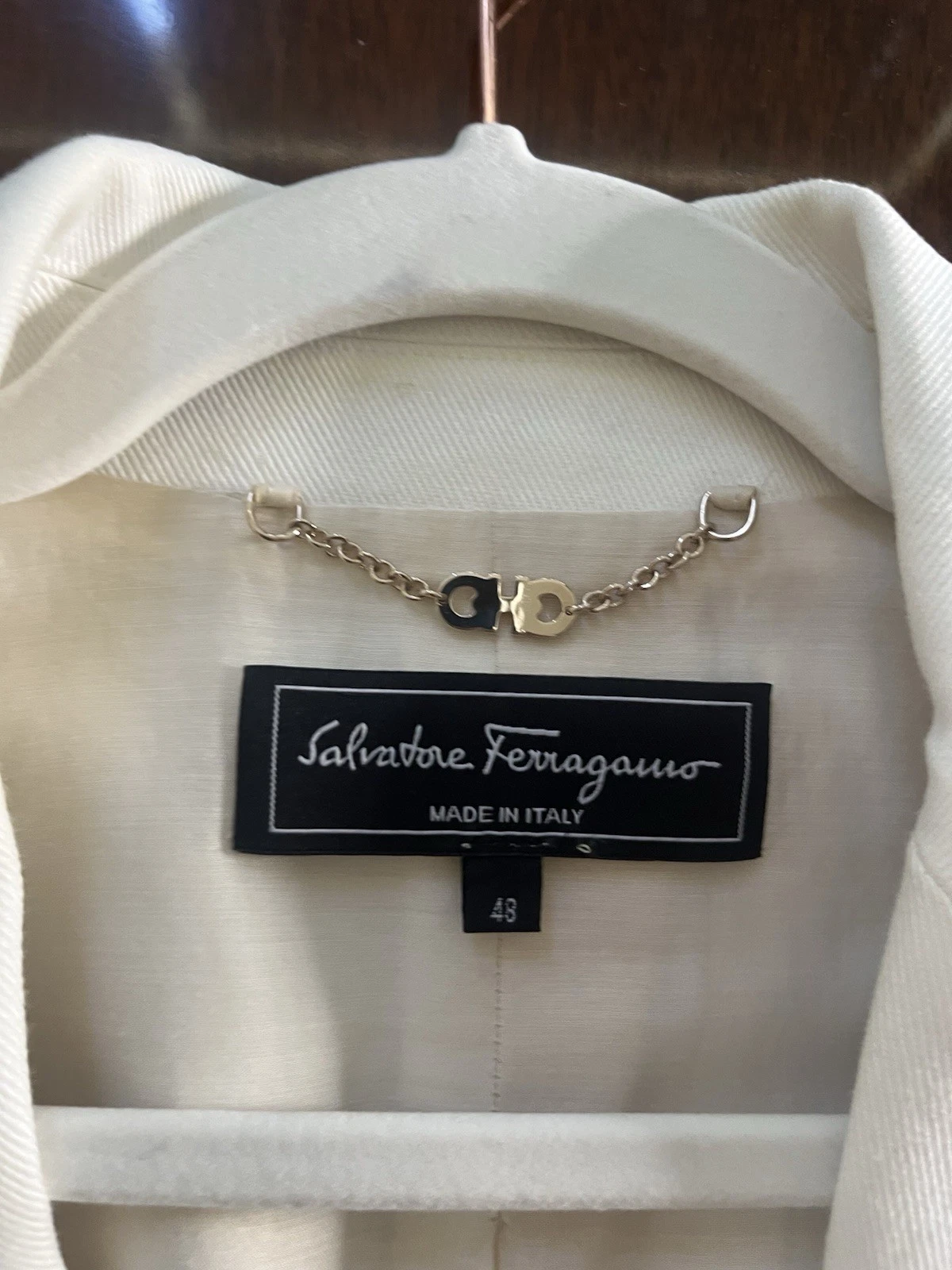 OFF WHITE Salvatore Ferragamo Vestito Giacca Donna 48 Off White Un Bottone Vestito Giacca