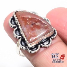 Valentines Sale Genuine red aventurine Statement New Ring Size 9 Sterling Silver