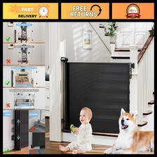 Retractable Baby Gate for Stairs Doorways, Adjustable Dog Gate 0-54" W 34" H
