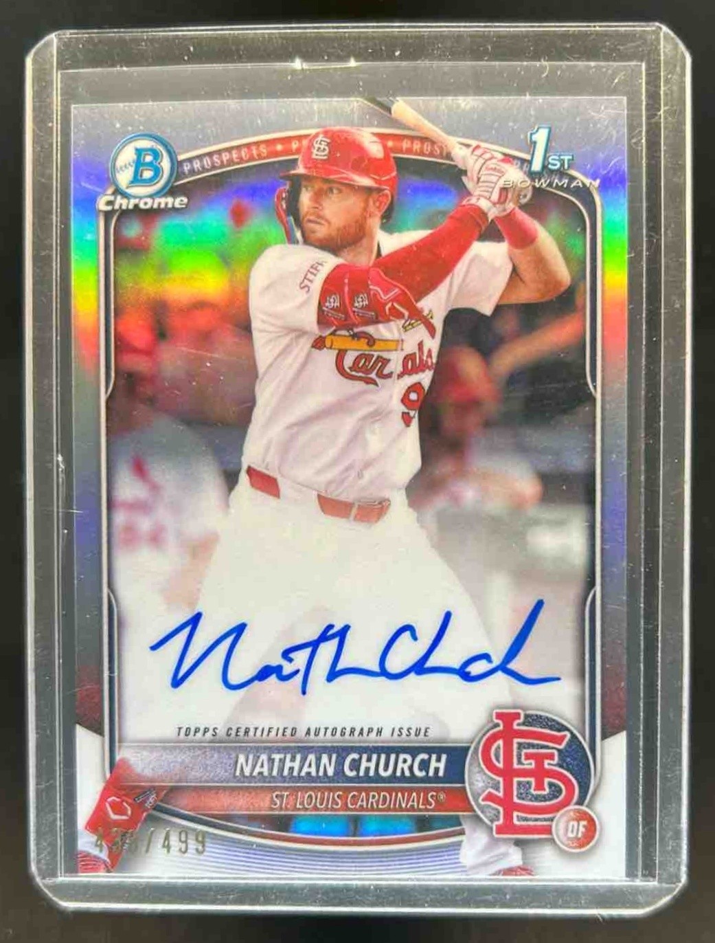 2025 Bowman Chrome Nathan Church Auto Refractor 1st Prospect #436/499 Cardinals