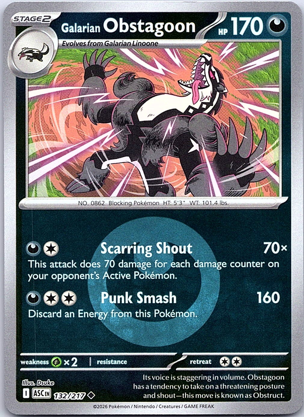 ME: Ascended Heroes #132/217 Galarian Obstagoon