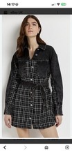 River Island Dress Size 22, Boycle Mix, Denim Mini Shirt Dress, Long Sleeve