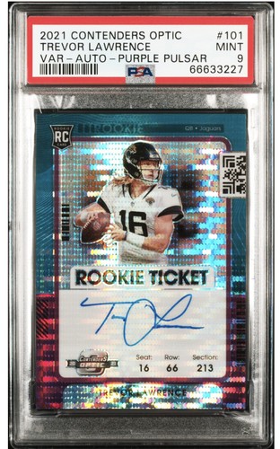 2021 Contenders Optic Trevor Lawrence purple pulsar 01/21 Rookie ticket auto! 