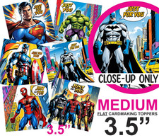 Comic Superhero Card Toppers Birthday Cardmaking Tags Scrapbooking 3.5" FLAT Boy