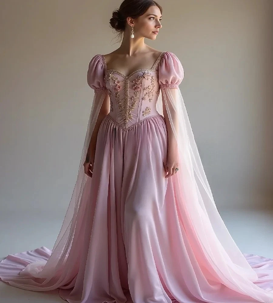 everlasting fairytale pink dress Once upon a dream, there was a bride who dared to wear blush. The 'Fairytale' gowncrafted in cascading tulle and kissed with couture elegancewasn't just her dress; it was her story, told