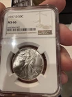 1937-D MS66 50C - NGC Certified Walking Liberty Half Dollar