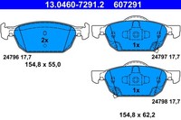Bremsbelagsatz Scheibenbremse ATE 13.0460-7291.2 FüR Honda Accord CU CW 8 Tourer