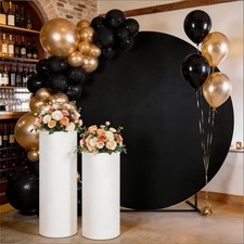 SINSSOWL Black Round Backdrop Cover 7.2 FT Spandex Round Arch Cover Fitted St...