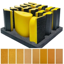 56 PCS Hand Sander Blocking Kit- 16 PCS Hand Sanding Block Set + 40 Hook & Lo...