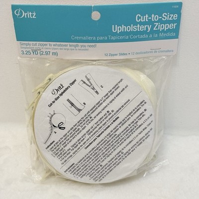 Dritz Home Coil Nylon Upholstery Zipper Cut to Size 3.25 Yds Cream 12 Slides