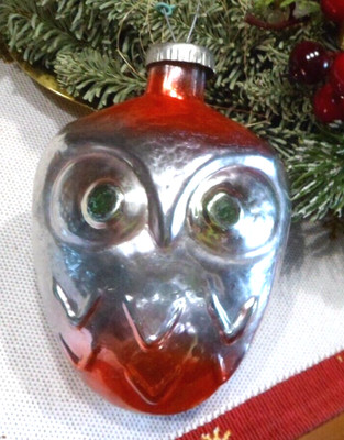 Old Christmas tree decorations EXTREMELY RARE: owl in Biedermeier style