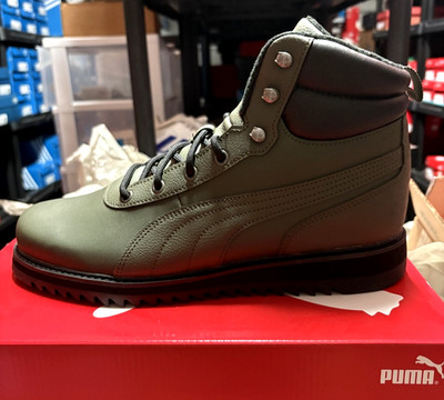 NEW MENS PUMA DESIERTO V2 UT L LEATHER ARMY GREEN WALKING HIKING BOOTS - Sz 10.5