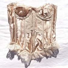 Vintage Glydins Bustier Corset Lingerie Top Size 32 Beige Lace Underwire