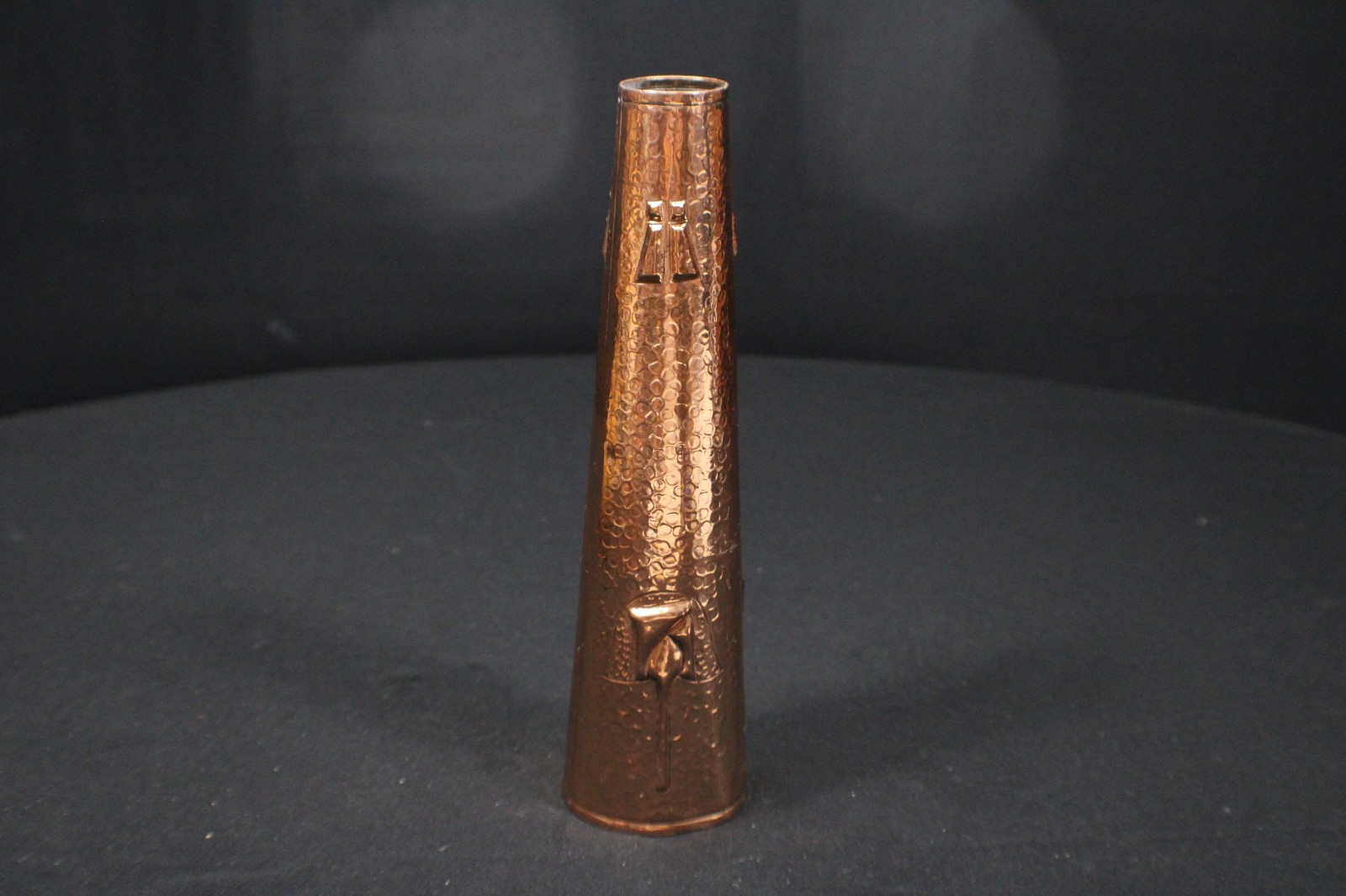 A Vintage Arts and Crafts Solid Copper Vase Glasgow  Decoration by J&F Pool