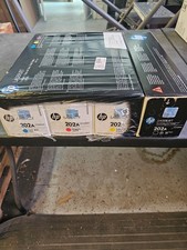 Genuine HP 202A set, CF500A  CF500AM qty 1 each K/C/M/Y Toners Factory Sealed