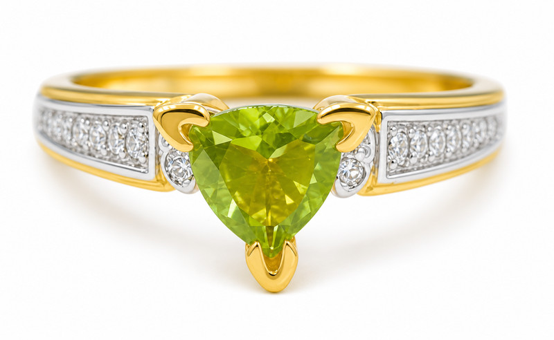 GENUINE 0.95 Cts PERIDOT & DIAMOND RING 10k SOLID YELLOW GOLD - Free Appraisal