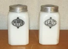 Vintage Hazel Atlas White Milk Glass 4 1/2"  Salt & Pepper Shakers & Orig Lids