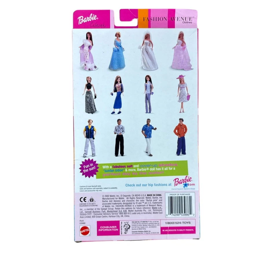 Barbie Fashion Avenue Splash Set 2002 Ropa de Playa Conjunto NUEVO De Colección Mattel Foto 3 de 3