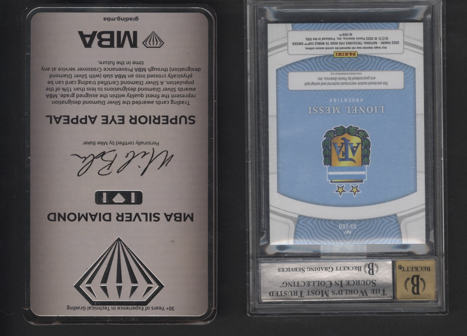 2022 National Treasures Lionel Messi Sapphire Auto Patch /10 BGS 8.5 Auto 10 MBA view 2