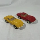 2 Vintage 1970's Tonka Red & Yellow Plastic Corvette Cars for Car Carrier Truck