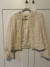 alice + olivia Ivory Beaded Textured Long Sleeve Women's Jacket Size S