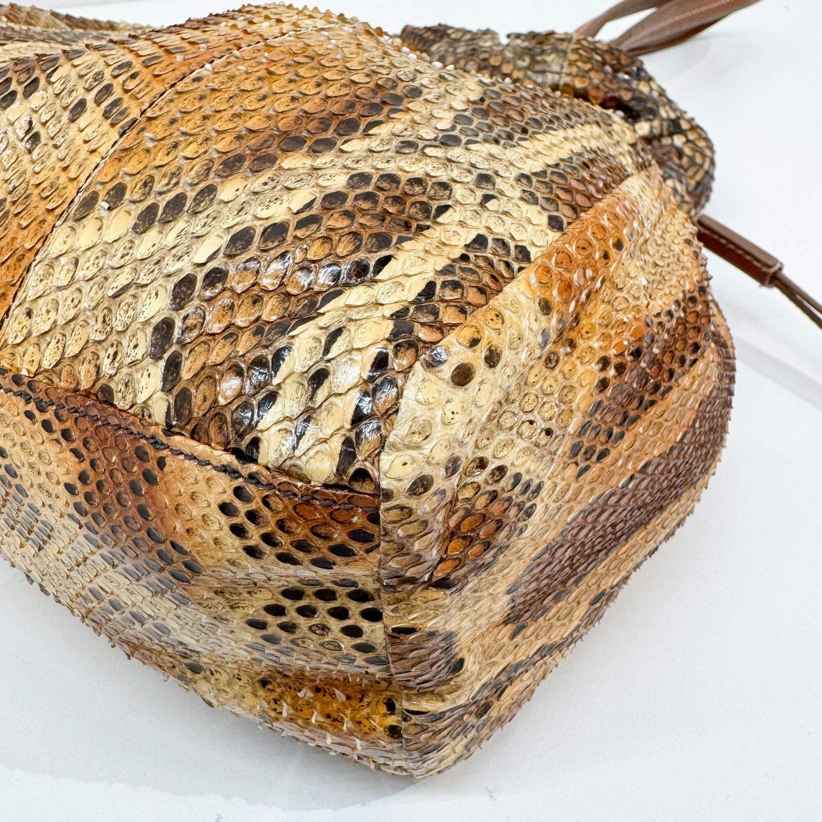 PRADA Drawstring Amber Python Embossed Leather Sh… - image 10