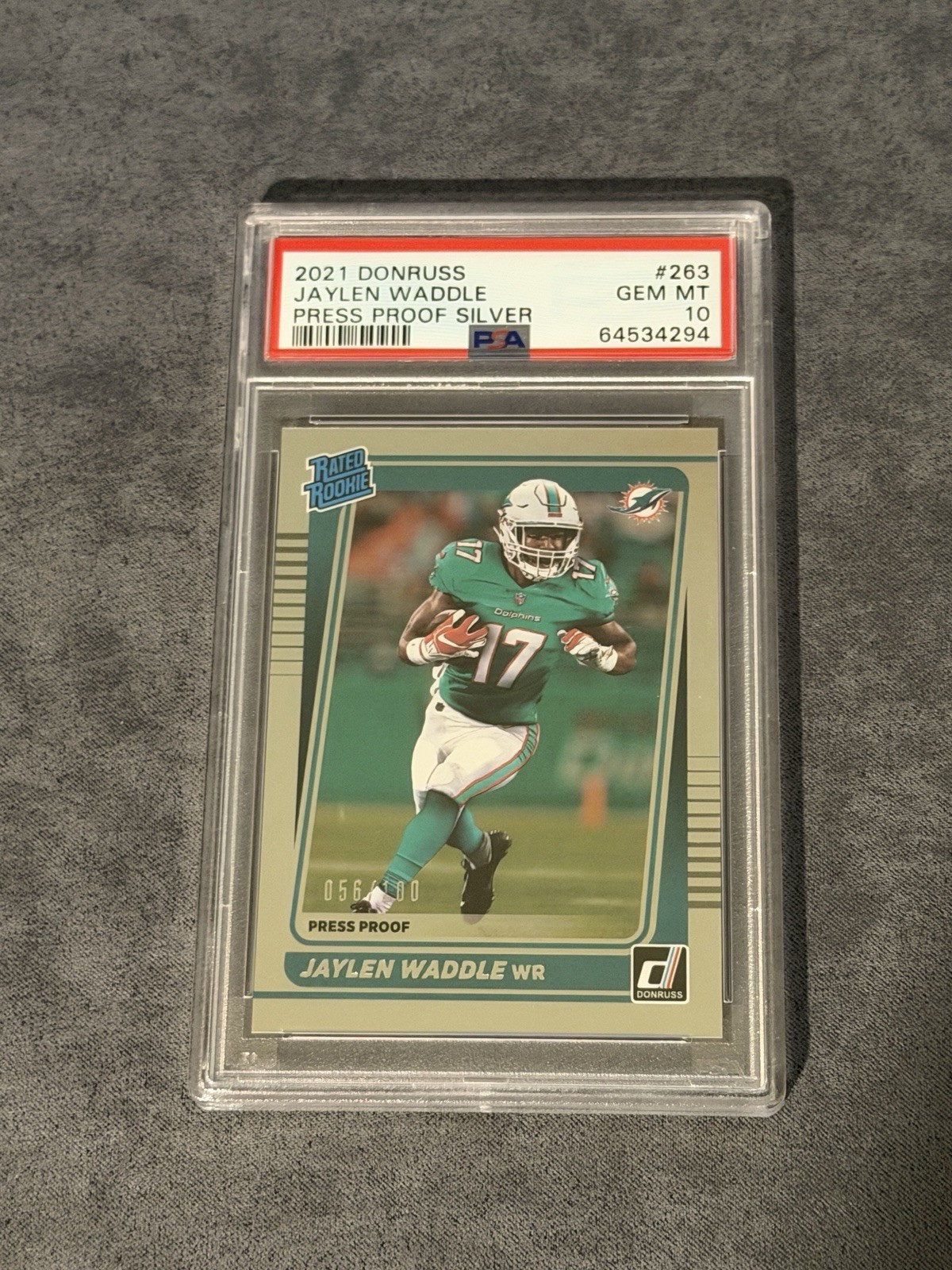 Jaylen Waddle Panini Donruss #263 Press Proof Silver