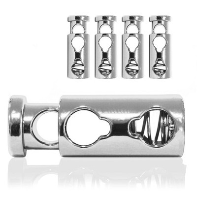Kordel-Stopper Metall, Set aus 4 Stück, Kordel-Klemme, gerade Form (Doppel-Loch)
