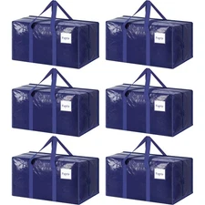 6 Pack Extra Heavy Duty Large Moving Bags with Strong Zipper & Comfortable Ha...