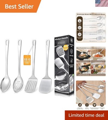 4 Pcs Cooking Utensils Set, Stainless Steel Kitchen Utensils, Heat Resistant ...