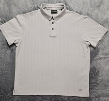 Emporio Armani Polo Shirt Mens L Grey Textured EA Logo Designer Short Sleeve