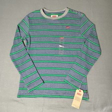 Levi's Thermal Shirt - Youth Medium - Blue/Green - Long Sleeve - Waffle Knit