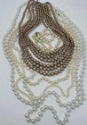 Five Faux Pearl Necklace Lot Vintage Variety White Ivory Brown Costume Jewelry