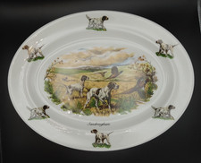 English Bone China Oval Plate with English Pointers, Sandringham, 41 x 31cm