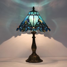 TFNTCYG Tiffany Table Lamp,Blue Victorian lamp,12x12x19 Inche Stained Glass L...