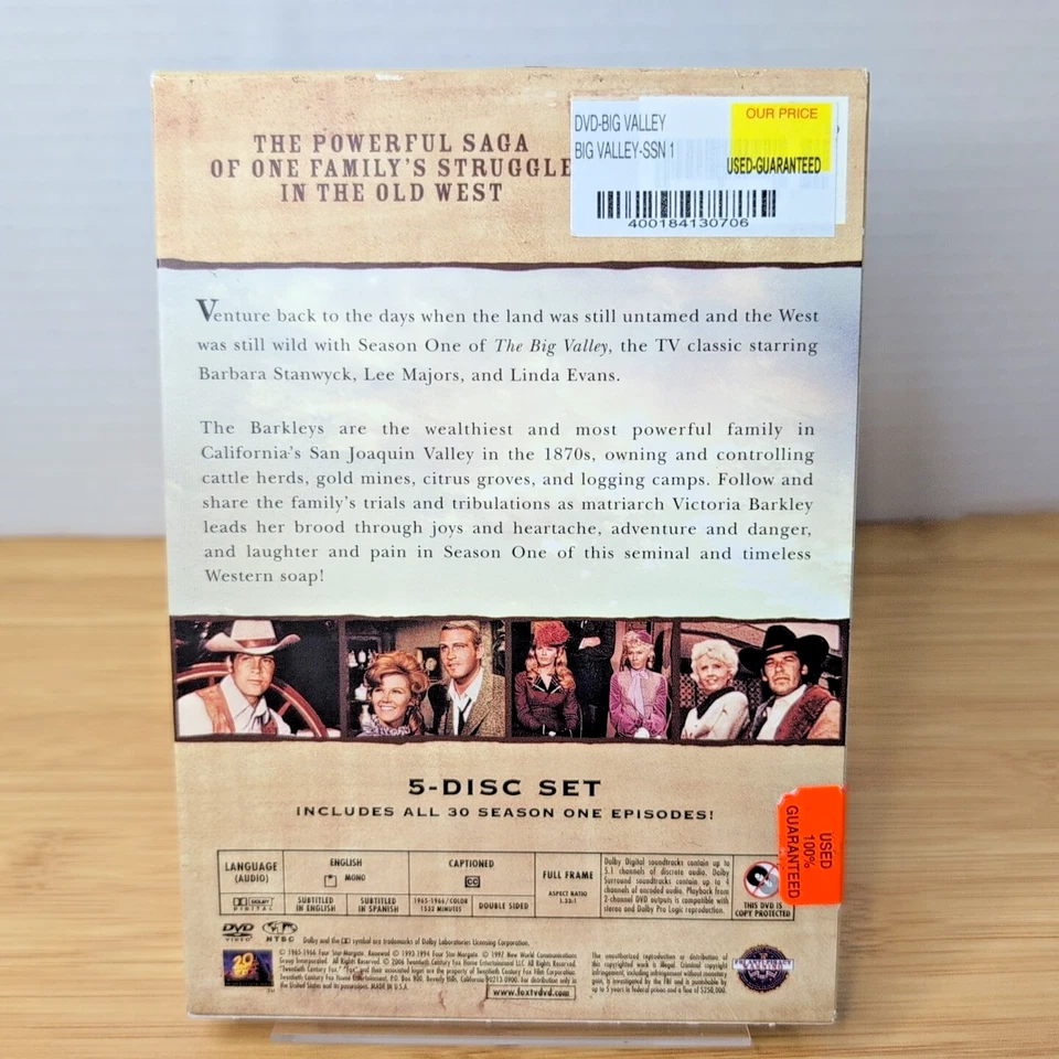 The Big Valley Season 1 DVD, 2006, 5-Disc Set Linda Evans Barbara Stanwyck - Image 2 of 4