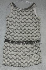 NEW Adrianna Papell Fish Scale Beaded Dress Womens size 10 Taupe Color