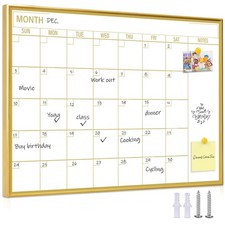 Golden Monthly Dry Erase Calendar Whiteboard for wall-16"X12" Portable Alumin...
