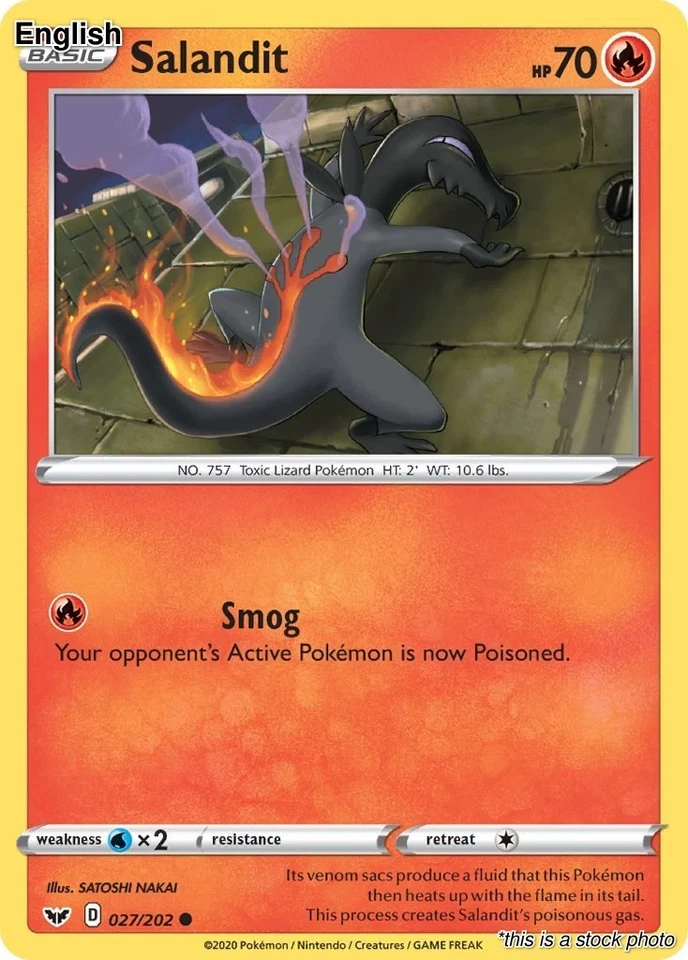 Salandit SWSH01: Sword & Shield Base Set 027/202 Pokemon NM - Image 1 of 1